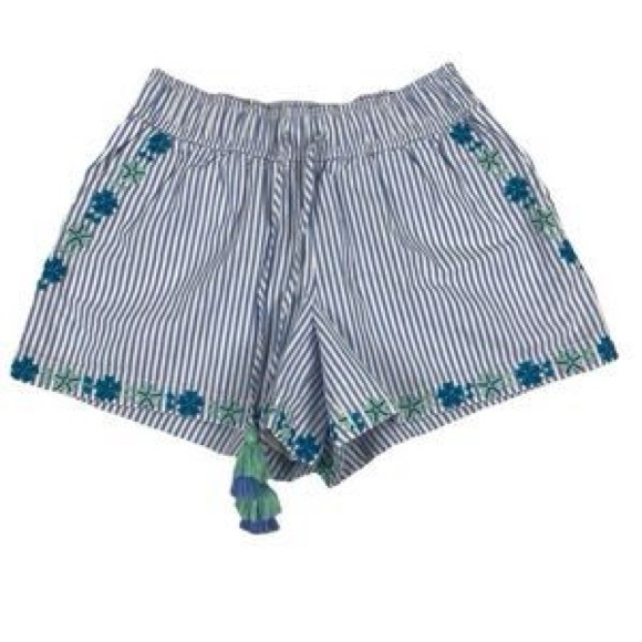Vineyard Vines Pants - Vineyard Vines Striped Blue and White Women's Shorts with Floral Embroidery